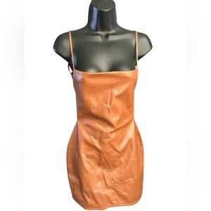 FASHION NOVA Sleek Faux Leather Mini Dress